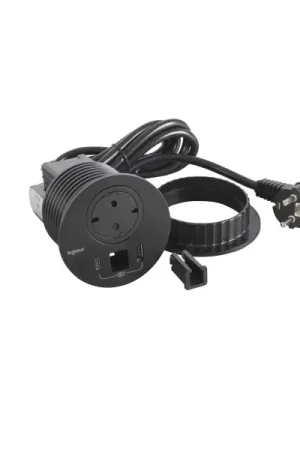 Disq80 incara 2p+t schk + usb a+c + sortie de câble + cord 2m fiche 2p+t - noir Meilleur Choix