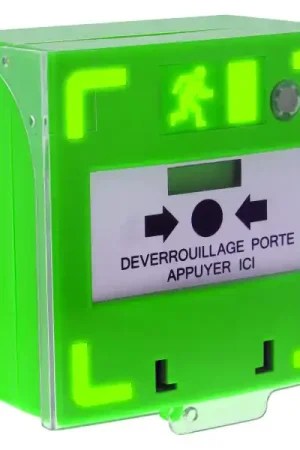 Certifié Bouton vert déclencheur, déverrouillage des issues contrôlées, sonore, lumineux (120193)